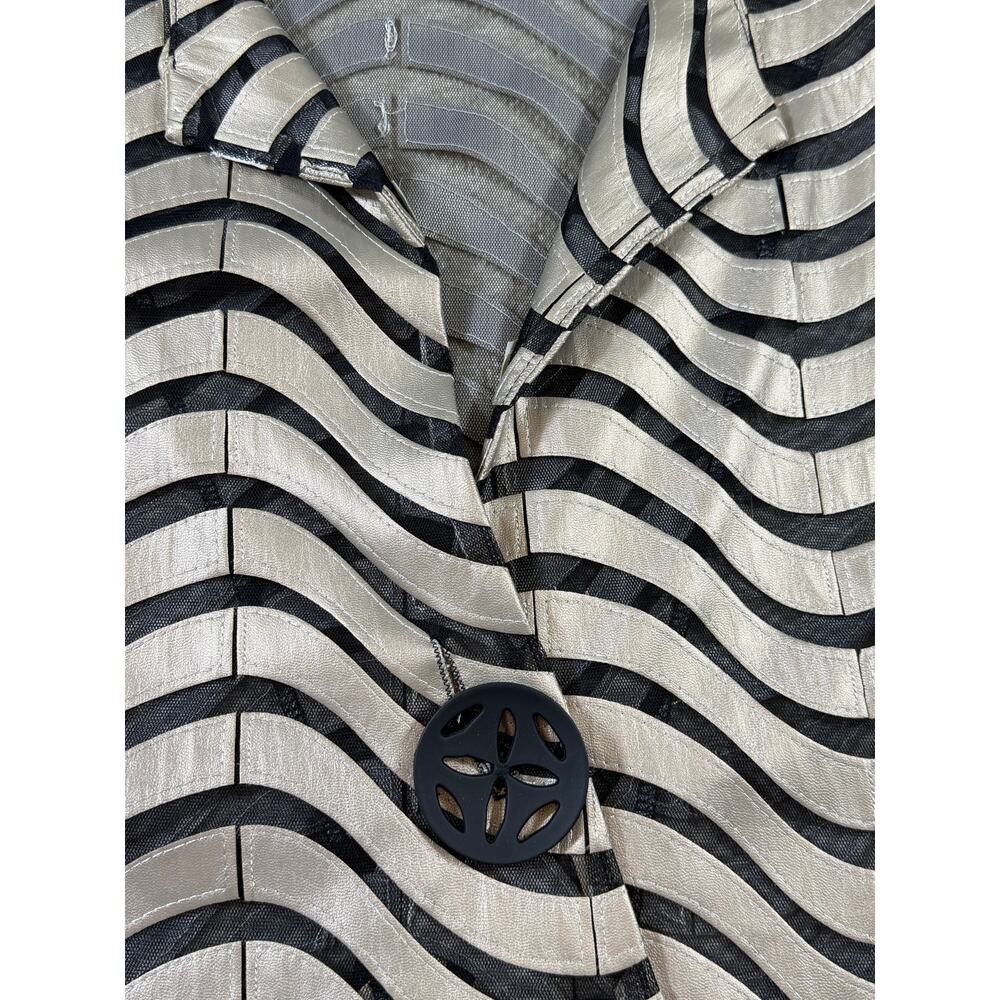 IC by Connie K Women XL Black Silver Sheer 3/4 Sleeve One Button Dress Jacket - Picture 9 of 9